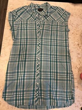 Pendleton Teal & White Plaid Button-Up Dress